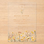 Invitations En Acrylique Yellow Wildflowers and Daisies Bridal Shower (Recto)