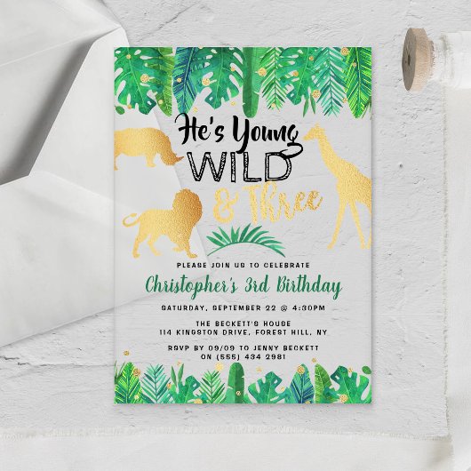 Invitations En Acrylique Young Wild & Three Boys Troisième anniversaire