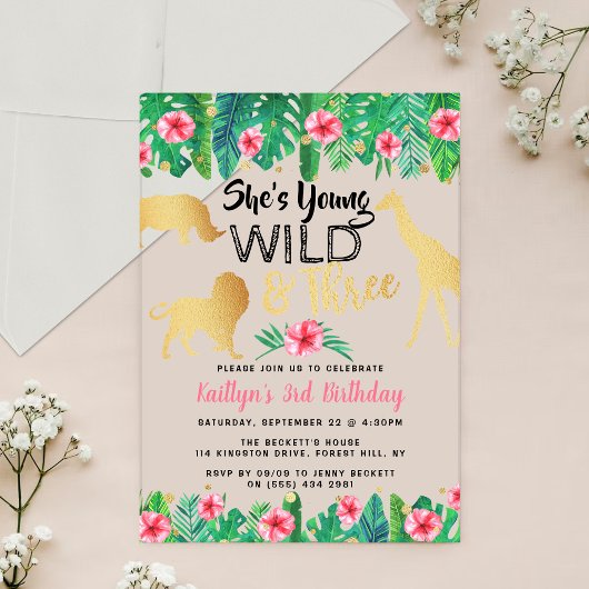 Invitations En Acrylique Young Wild & Three Girls 3e anniversaire