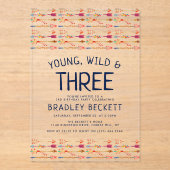 Invitations En Acrylique Young, Wild & Three Tribal Boho Arrow 3e anniversa (Recto)