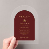 Invitations En Acrylique Zazzle Acrylique Mariage Bourgogne Or Arche Texte (In situ (ordinateur de poche))