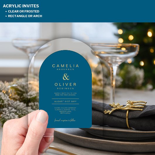 Invitations En Acrylique Zazzle Acrylique Mariage Chic Turquoise Bleu Arche