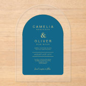 Invitations En Acrylique Zazzle Acrylique Mariage Chic Turquoise Bleu Arche (Recto)