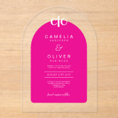 Invitations En Acrylique Zazzle Acrylique Mariage Hot rose blanc Arch (Recto)