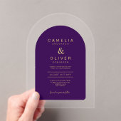 Invitations En Acrylique Zazzle Acrylique Mariage Profond Purple Or Arche T (In situ (ordinateur de poche))