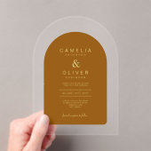 Invitations En Acrylique Zazzle Acrylique Mariage Terracotta Gold Text Arch (In situ (ordinateur de poche))