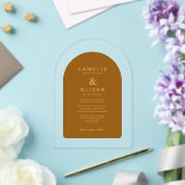 Invitations En Acrylique Zazzle Acrylique Mariage Terracotta Gold Text Arch (Insitu (Mariage))