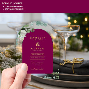 Invitations En Acrylique Zazzle Actexte Mariage Acrylique Magenta Feuilles