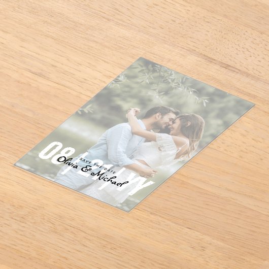 Invitations En Acrylique Zazzle mariage acrylique Enregistrer la date photo (Poser)
