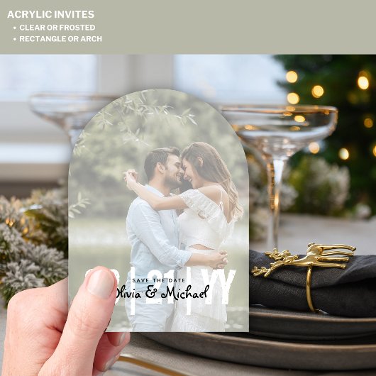 Invitations En Acrylique Zazzle mariage acrylique Enregistrer la date photo
