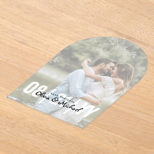 Invitations En Acrylique Zazzle mariage acrylique Enregistrer la date photo (Poser)