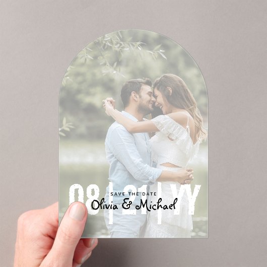 Invitations En Acrylique Zazzle mariage acrylique Enregistrer la date photo (In situ (ordinateur de poche))