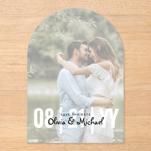 Invitations En Acrylique Zazzle mariage acrylique Enregistrer la date photo (Recto)