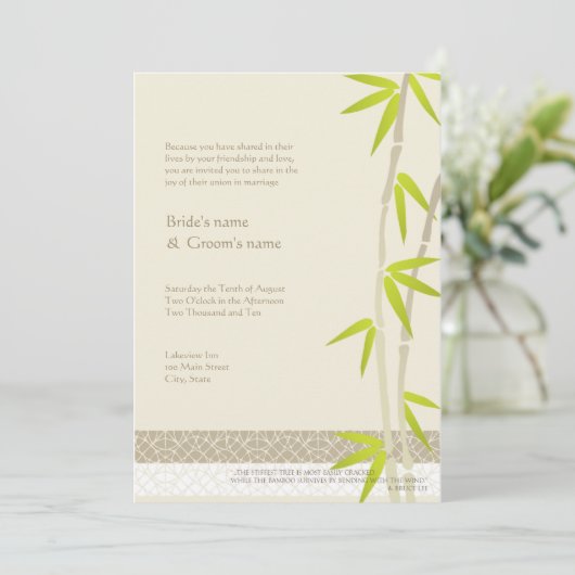 Invitations en bambou de mariage de conception (Debout devant)