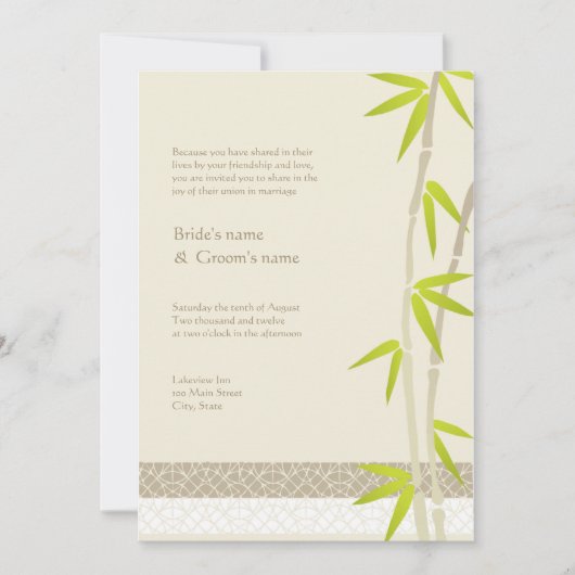 Invitations en bambou de mariage de conception (Devant)