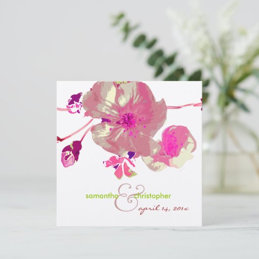 Invitations en bois de chien/rose/mauve/mariage (Debout devant)