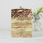 Invitations en bois de mariage de cheval de grange (Debout devant)
