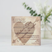 Invitations en bois de mariage de coeur de grange (Debout devant)