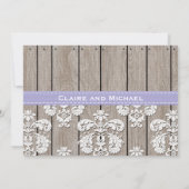 Invitations en bois de mariage de dentelle de (Dos)