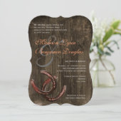 Invitations en bois de mariage de fers à cheval (Debout devant)