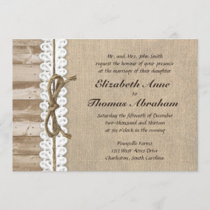 Invitations en bois de mariage de ficelle de