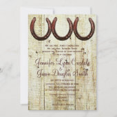 Invitations en bois de mariage de grange (Devant)