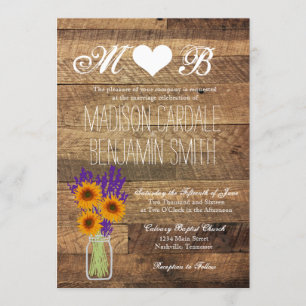 Invitations en bois de mariage de grange de