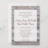 Invitations en bois de mariage de grange rustique (Devant)