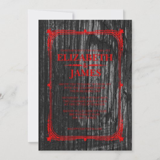 Invitations en bois de mariage de grange rustique (Devant)