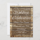 Invitations en bois de mariage de grange rustique (Devant)