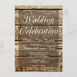 Invitations en bois de mariage de grange rustique