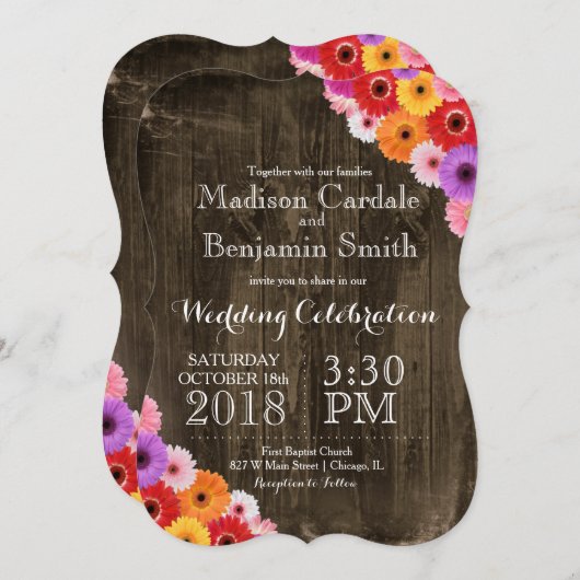 Invitations en bois de mariage de grange rustique (Devant / Derrière)