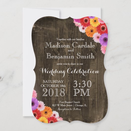 Invitations en bois de mariage de grange rustique (Devant)