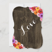 Invitations en bois de mariage de grange rustique (Dos)