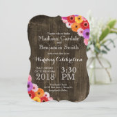 Invitations en bois de mariage de grange rustique (Debout devant)