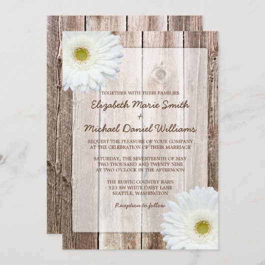 Invitations en bois de mariage de grange rustique (Devant / Derrière)