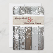 Invitations en bois de mariage de parchemin de (Dos)