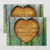 Invitations en bois de mariage de pays de grange (Devant / Derrière)