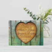 Invitations en bois de mariage de pays de grange (Debout devant)