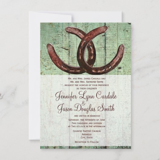 Invitations en bois de mariage de pays rustique de (Devant)