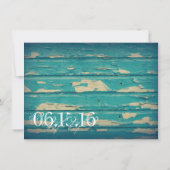 Invitations en bois de mariage de turquoise (Dos)
