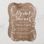 Invitations en bois rustiques de Fête de la mariée (Devant / Derrière)