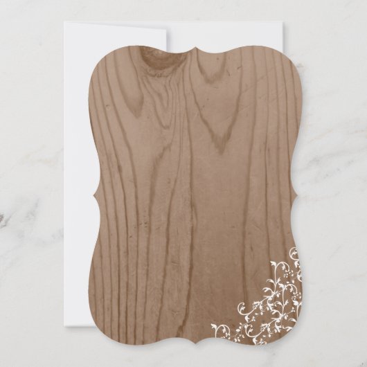 Invitations en bois rustiques de Fête de la mariée (Dos)