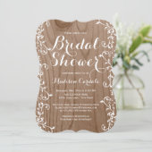 Invitations en bois rustiques de Fête de la mariée (Debout devant)