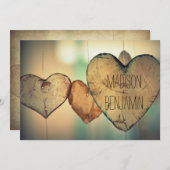 Invitations en bois rustiques de mariage (Devant / Derrière)