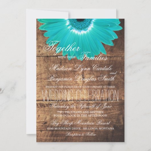 Invitations en bois rustiques de mariage de (Devant)