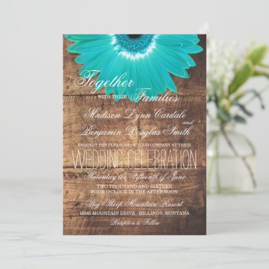 Invitations en bois rustiques de mariage de (Debout devant)
