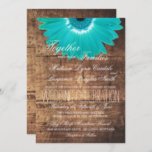 Invitations en bois rustiques de mariage de (Devant / Derrière)