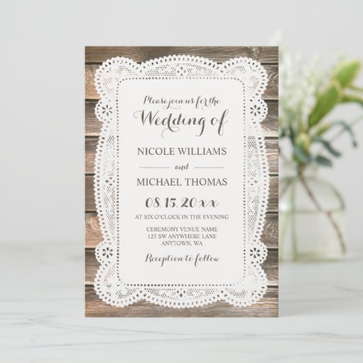 Invitations en bois rustiques de mariage de (Debout devant)