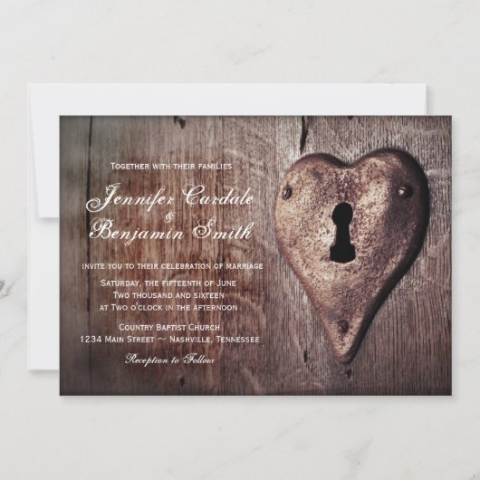 Invitations en bois rustiques de mariage de (Devant)